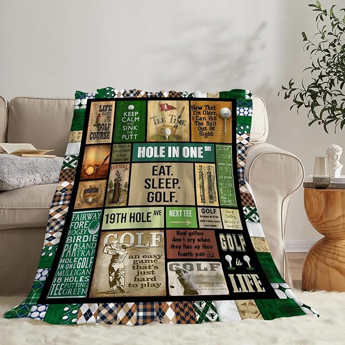 Tijuboni Golf Throw Blanket Golf Gifts for Men Women Girls Boys Kids Adults Soft Flannel Fleece Blanket for Couch Sofa Bed Home Decor 60"x80"