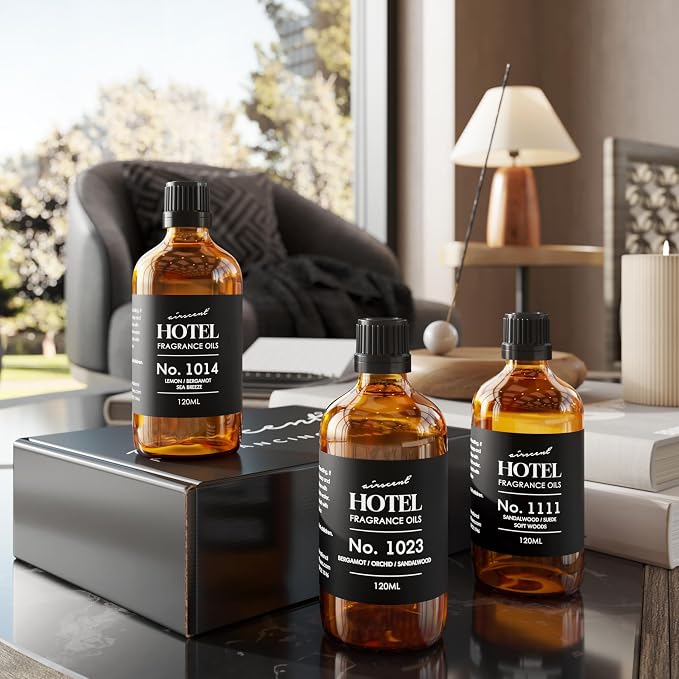 AirScent Hotel Diffuser Oil Buyers’ Best Picks 3-Pack Gift Set - 120 mL Fragrance Oil Bottles for Ultrasonic and Waterless Diffusers and Crafting - Fragrance No. 1014, No. 1023 & No. 1111