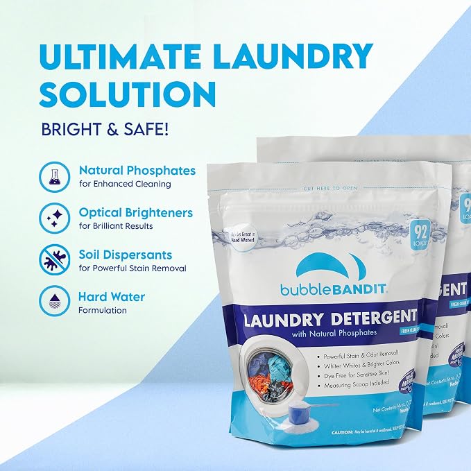 Laundry Detergent Powder with Phosphate - Deep Cleaning Washing Powder Detergent with Fresh Clean Scent, With Scoop for All Machines, Safe for All Fabrics, Greywater & Septic - 46 Ounce - Pack of 2