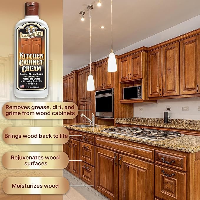 Parker & Bailey Kitchen Cleaning Kit – Granite & Stone Cleaner Spray, Cabinet Cream Wood Restorer, Cooktop Cleaner for Glass & Ceramic – Multi Surface Kitchen Care Bundle