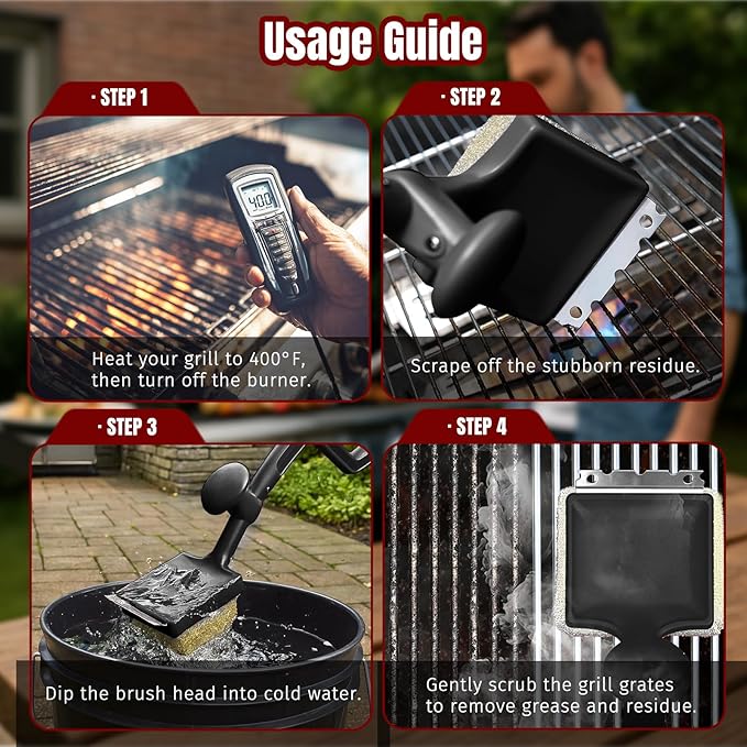 SHINESTAR Grill Brush for Outdoor Grill with Aramid Fiber - Cleaning BBQ Grill Brush and Scraper, Grill Brush Bristle Free with Non Metal Bristles, Replaceable Head for Weber Traeger Grates