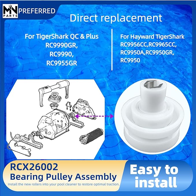 RCX26002 Drive Bearing Pulley Assembly Replacement Compatible with Hayward TigerShark, QC & Plus Robotic Pool Cleaner – Fits RC9956CC RC9965CC RC9950A RC9950GR RC9955GR RC9990 RC9990GR