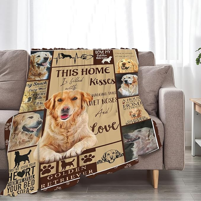 Tijuboni Golden Retriever Throw Blanket Dog Gifts for Girls Boys Women Men Kids Adults Soft Flannel Fleece Blanket for Couch Sofa Bed Home Decor 40"x50"