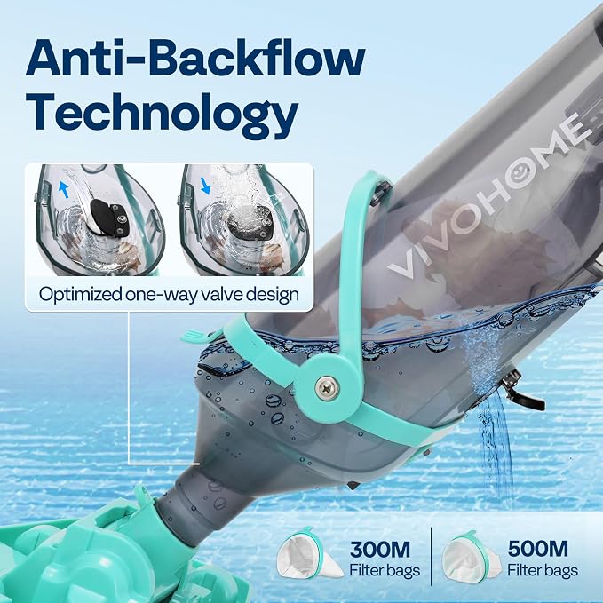 VIVOHOME Cordless Hot Tub Vacuum with Telescopic & Extension Poles 9.12ft, 18.5 GPM Suction, 60-Min Run Time, Handheld Cleaner Rechargeable with Battery Indicator for Pools/Spas- Green