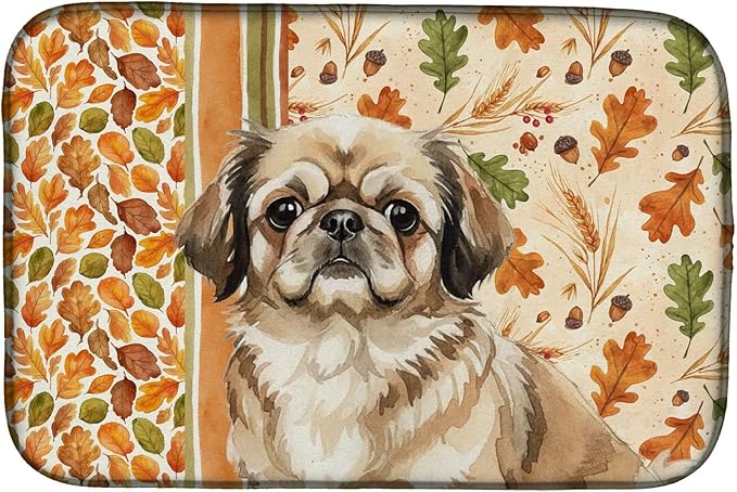 Caroline's Treasures Sable Pekingese Heirloom Fall Dish Drying Mat Absorbent Dish Drying Mat Pad for Kitchen Counter Dish Drainer Mat for Countertop, 14 x 21", Multicolor