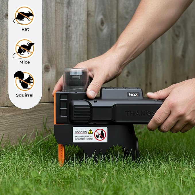MK47 Automatic Rat & Mouse Trap, Battery Powered Fast Kill Squirrel and Rodent Trap with PIR Motion Sensor, Auto Reset Waterproof Reusable for Indoor Outdoor