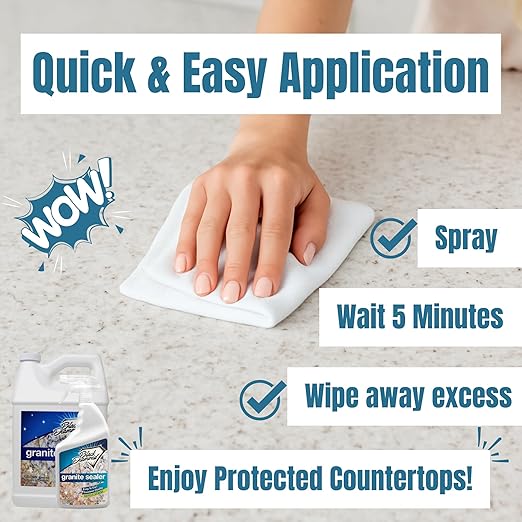 Black Diamond Stoneworks Granite Sealer – Seals and Protects Stone Countertops Without Changing Appearance – Guards Against Food, Oil & Water Stains – for Granite, Marble, Travertine & More