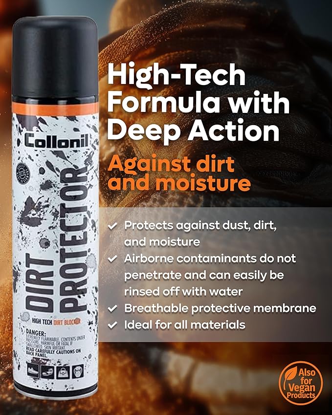 Collonil Dirt Protector XL – Fluor-Free Shoe Protector Spray 13.53 fl oz – White Shoes Protector & Stain Guard for Canvas, Tennis Shoes & Sneakers – Water Repellent – Made in Germany