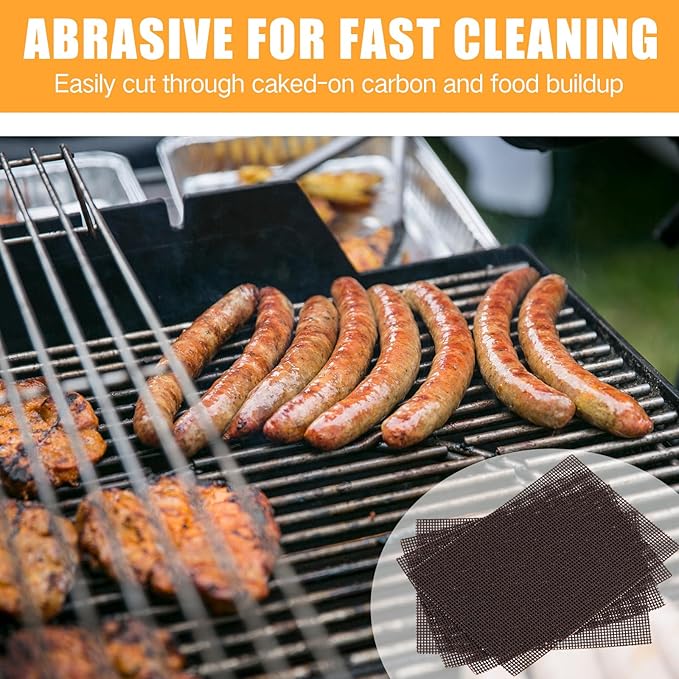Reallnaive 50 Pack Griddle 4x5.5'' Screen Grill Cleaning Screens Pre-treated Abrasive Mesh Pads for Flat Top Stainless Steel Griddle Cleaning Accessories Bundle