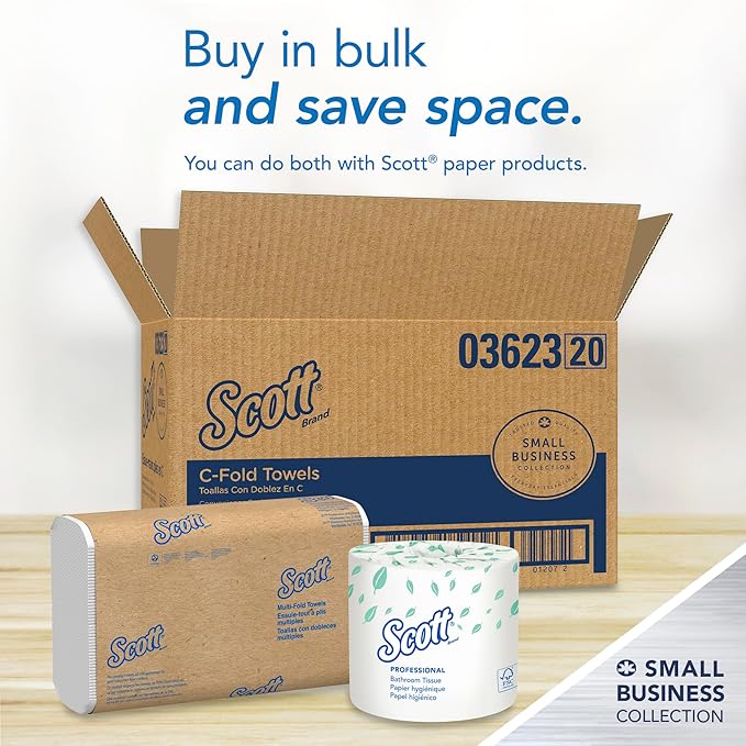 Scott Professional Scott® C-Fold Folded Paper Towels, Bulk (03623), with Absorbency Pockets™, White, (200 Sheets/Pack, 9 Packs/Case, 1,800 Sheets/Case)