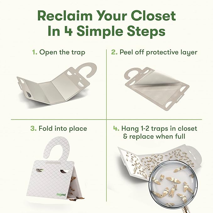 BugMD Pantry Pest Patrol Moth Trap (6 Count, Original) and Clothes Moth Boss Traps (6 Count, White) Bundle