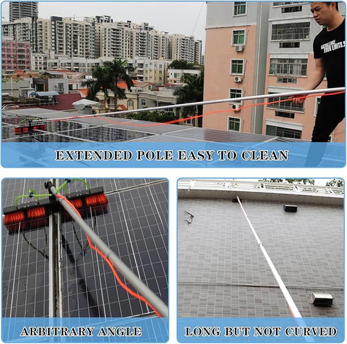 Water Fed Pole Kit Adjustable Solar Panel Cleaning Kit Cleaner Tool for Window Glass Roof Outdoor Glass Brush Window Washing Equipment (24FT)