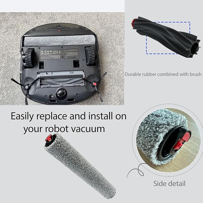 4 Pack Main Brush+Roller Cloth Omni S1 Pro/ S1 Replacement Accessory Kit for S1 Pro Omni, S1 Robot Vacuums Parts