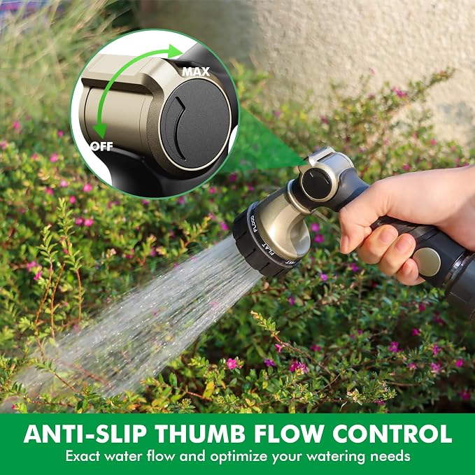 RESTMO Heavy Duty Hose Nozzle, Metal Garden Water Hose Sprayer, Thumb Control, On Off Valve, High Pressure Nozzle Sprayer for Watering Plants, Car and Pet Washing