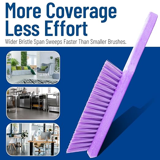 SPARTA 8 Inch Soft Counter Brush with Polyester Bristles and 5 Inch Handle, Color Coded Handheld Broom for Tables Countertops and Foodservice Surfaces, 13 Inch Overall Length, Purple, Pack of 6