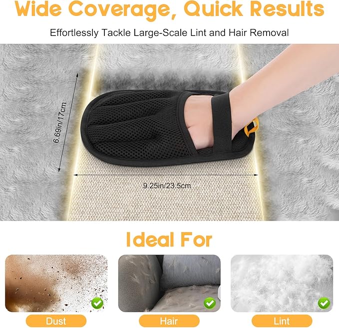 VerdeVilla Pet Hair Remover, 2025 Upgrated Five-Finger Electrostatic Pet Hair Removal Gloves, Cat & Dog Hair Remover for Couch, Furniture,Clothing, Animal Fur Removal Tool, Cat Grooming Gloves-2PCS