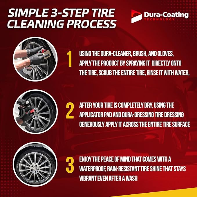 DURA-COATING TECHNOLOGY, Dressing Tire Dressing Re-Load Kit, for Tires Already Coated with Dura-Dressing - Car Tire Shine for Ultimate High Gloss Shine, Protection & Renewal - XL 8oz Bottle