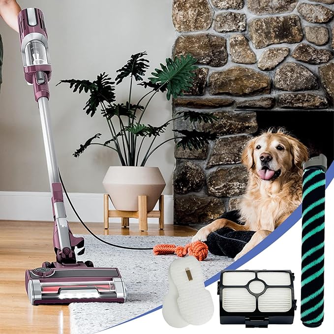 8Pcs HZ4002 Replacement Filter Compatible with Shark HZ4000 HZ4002 Corded Stick Vacuum Cleaner, 2 HEPA Filters, 4 Foam & Felt Filters, 1 Roller Brush, 1 Cleaning Brush
