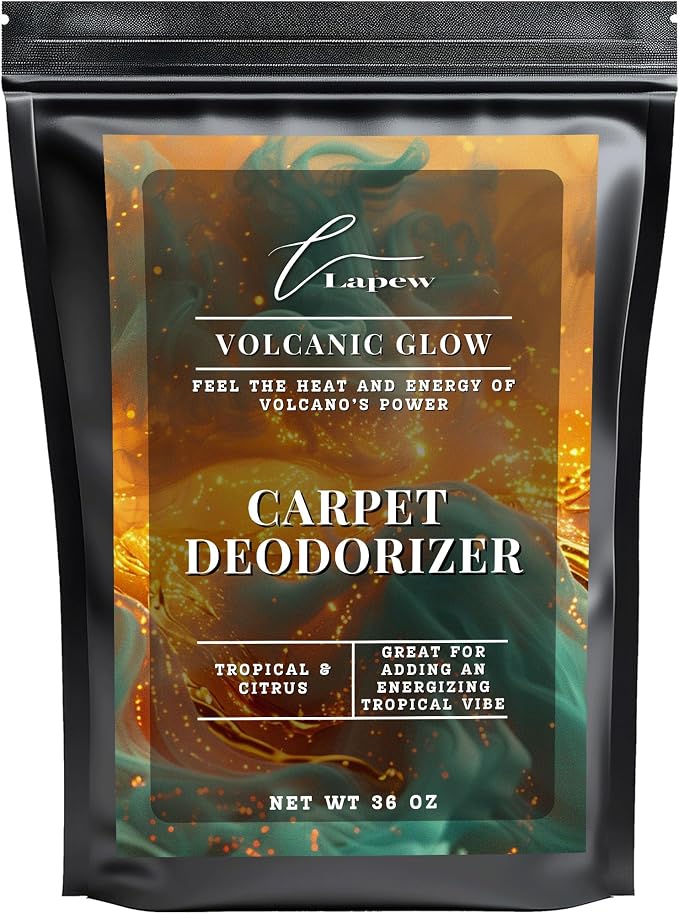 Lapew Volcanic Glow Carpet Deodorizer Powder - Pet Safe Freshener for Vacuuming | Scented Odor Eliminator for Home | 36 oz