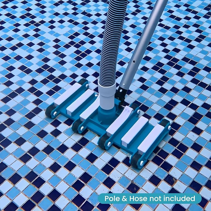 POOLWHALE 14" Professional Pool Vacuum Head with Wheels, Weighted Manual Vacuum Head Attachment, Direction-Control Handle for Inground & Above Ground Pools Clean Remove Debris