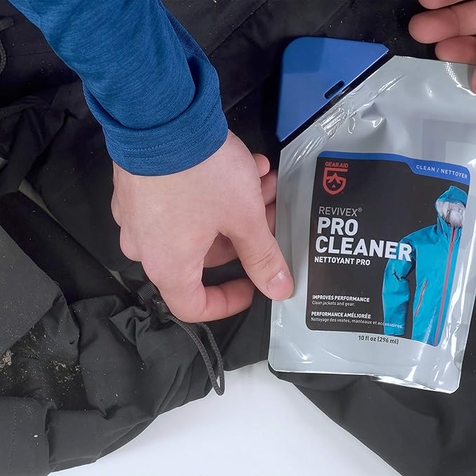 GEAR AID Revivex Pro Cleaner Wash for Synthetic Technical Fabrics, GORE-TEX Jackets, Tents, Sleeping Bags, Ski Pants, Gloves, and Outdoor Waterproof-Breathable Gear, 10 fl oz