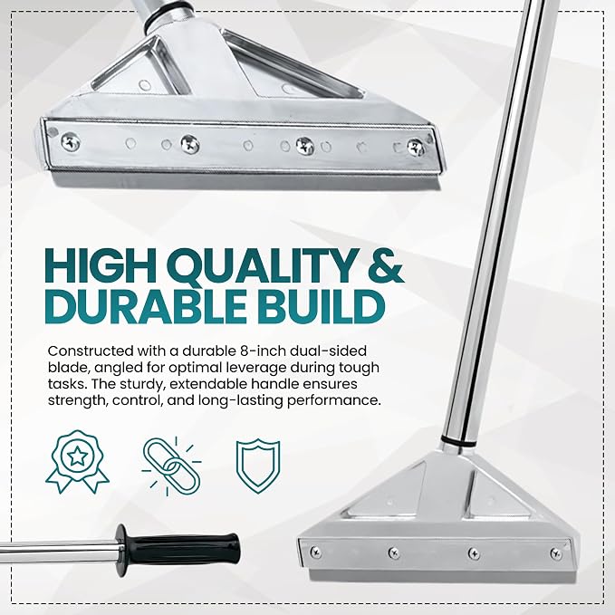 Razor Blade Scraper Tool with 8 Inch Aluminum Blade - Floor Scraper Tool with 3" to 6" Telescoping Handle Comfortable Cushion Grip by KP Operating Supply
