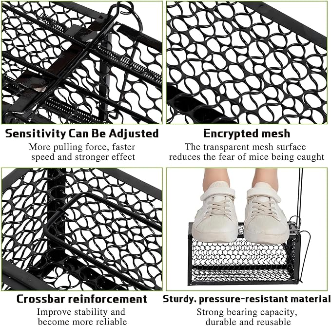 Qualirey 1 Pcs Humane Rat Trap Chipmunk Rodent Mouse Squirrel Trap 9.1 x 4.5 x 4.5 Inches Live Animal Mouse Voles Hamsters Live Cage Rat Cage for Mice Easy to Catch and Release (Black)