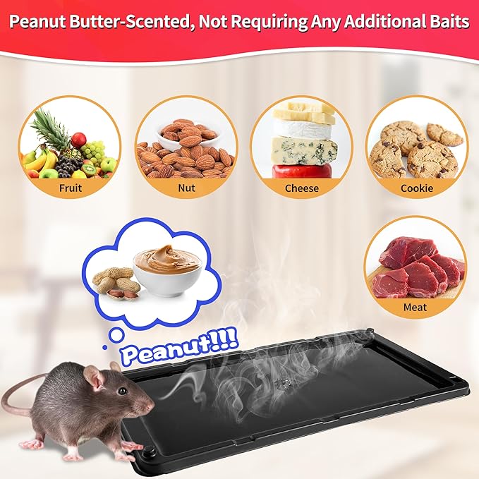 LULUCATCH Mouse Traps, 12 Pack Large Glue Traps Mouse Traps Indoor for Home, Pre-Baited Non-Toxic Bulk Glue Boards for Mice, Snakes, Rat, Lizard, Cockroach & Spiders, Pet Safe, Easy to Use