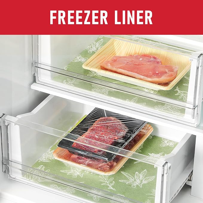 Cooyes Large Fridge Liners for Refrigerator, 17.7" × 24", Drawer & Shelf Liners for Kitchen Cabinets Non-Adhesive, Breathable Cloth Material, Non-Slip, Keep Produce Fresh Longer, Sage Green