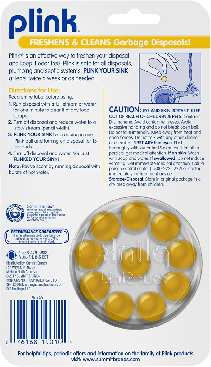 Glisten Disposer Care Foaming Cleaner 2-Pack and Plink Deodorizer Capsules 2-Pack
