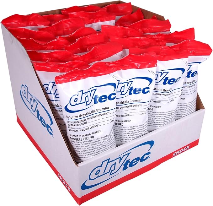 Drytec 1-1901-24 Calcium Hypochlorite Chlorine Shock Treatment for Swimming Pools, 1-Pound, 24-Pack