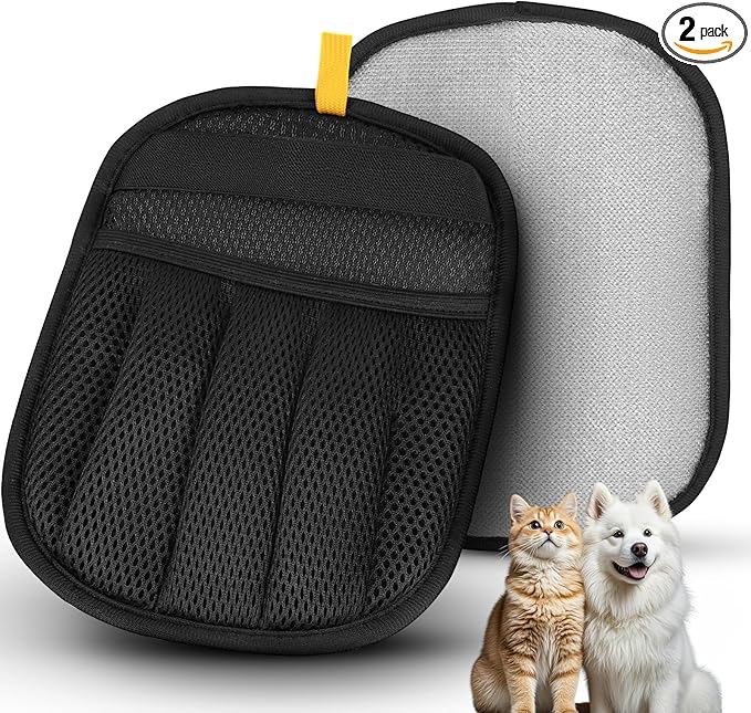 VerdeVilla Pet Hair Remover, 2025 Upgrated Five-Finger Electrostatic Pet Hair Removal Gloves, Cat & Dog Hair Remover for Couch, Furniture,Clothing, Animal Fur Removal Tool, Cat Grooming Gloves-2PCS