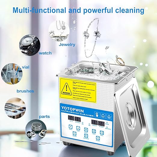 Jewelry Cleaner Ultrasonic Machine Professional Lab Ultrasonic Cleaner With Digital Timer & Heater 40KHZ For Retainers Carburetors Dentures Mouth Guard Automotive Parts Cleaning Equipment (0.53Gal,2L)