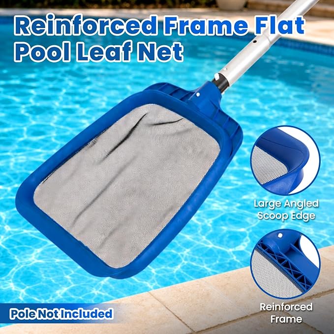 POOLAZ Pool Cleaning Kit, 3 in 1 Pool Net Skimmer & Pool Brush Head for Inground Pools & Above Ground Pools, Durable Pool Skimmer Nets & Pool Brush Compatible with Standard Pool Pole