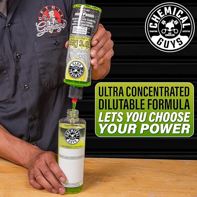 Chemical Guys CWS203 Foaming Citrus Fabric Clean Carpet & Upholstery Cleaner (Works on Car Carpets, Seats, Floor Mats & More), 128 fl oz (1 Gal) + ACCG25 Induro 7 Heavy Duty Brush (2 Items)