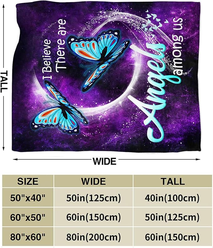 Blue Butterfly Blanket Throws Butterfly Gifts Angels Butterfly Throw Blanket for Girls Women Kids Adults Soft Warm Cozy Fleece Blanket for Couch Sofa Bed 50"x40"