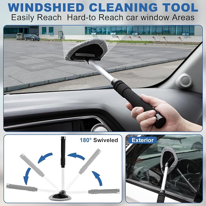 Car Cleaning Kit with High Power Handheld Vacuum, Car Wash Mop with Long Handle, Bucket, Detailing Brush Set, Windshield Cleaner, Complete Interior Exterior Washing Supply for Men Women
