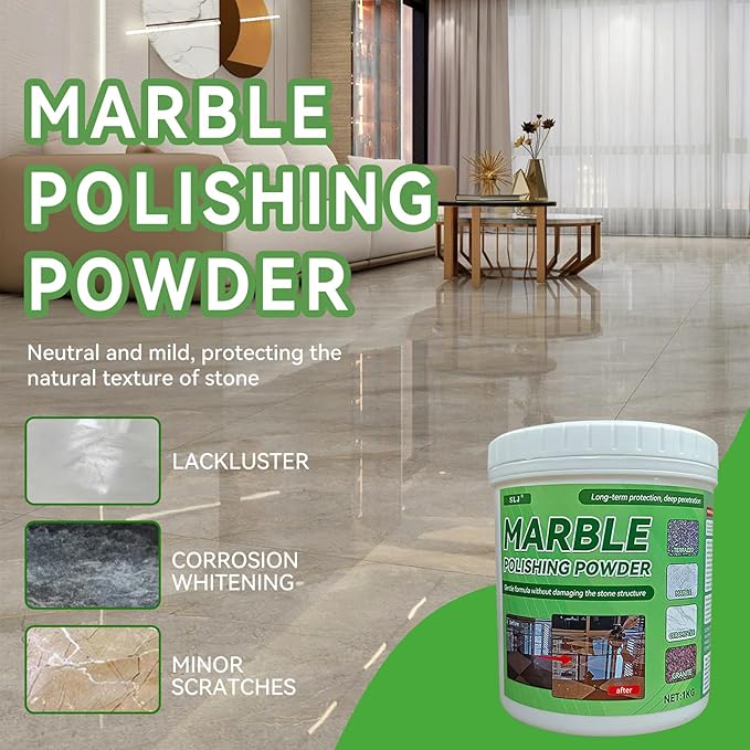 Marble Polishing Powder Natural Stone Cleaner Kitchen Worktops Polishing Powder | Suitable for All Kinds of Stone Polishing - Marble Polishing Treatment for Restoring Shine (1KG)