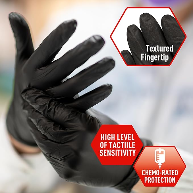 MED PRIDE Nitrile Gloves - Box of 100 Gloves | 5 Mil Thick, Powder-Free, Latex-Free, Lab, Chemotherapy Compliant