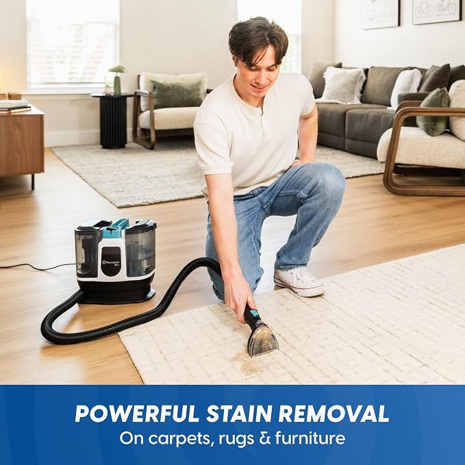 Vacmaster 30 Series Mini Portable Carpet & Upholstery Spot Cleaner Machine | 16KPa Power Suction includes tough stain tool and hose cleaner for Pets, Area Rugs and Couches