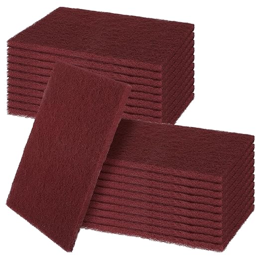 7447 General Purpose Scrub Pad, 20 Pcs Abrasive Scrub Pad, Maroon Brite Pads for Paint Prep, Scuffing, Scouring, Sanding, Adhesion Scratch