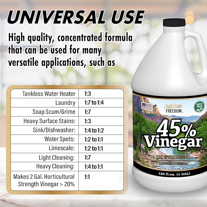 Nature's Freedom 45% High Strength Vinegar with Funnel, 2 Gallons
