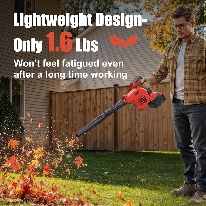 DeForce Electric Leaf Blower Cordless for Milwaukee Battery, 4 in 1 Blower/Vacuum/Inflator/Deflator, 3 Speed Modes, 190 MPH, 3 Nozzles, 2 Tubes, Battery Powered Blowers for Lawn Care(No Battery)