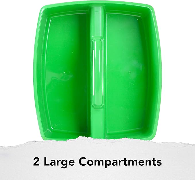 Storex 2-Compartment Large Caddy – Multipurpose Classroom Organizer with Handle, Green, (00956U06C) (Pack of 6)
