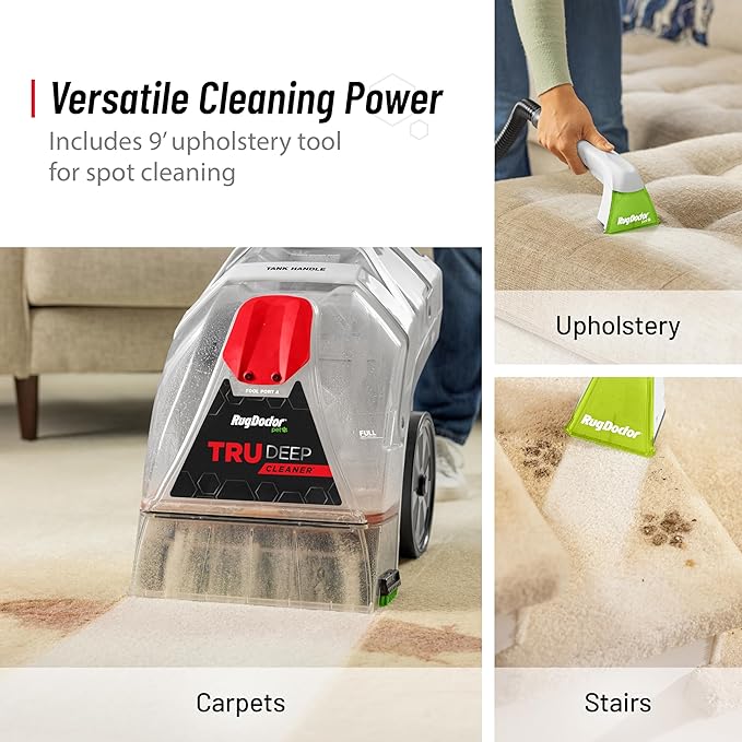 Rug Doctor Pet TruDeep CleanerTM, Pet Upholstery Tool, Best-In-Class Suction Power, Dual Cross-Action Brush Technology for One-Pass Cleaning, Professional-Grade Carpet Cleaner