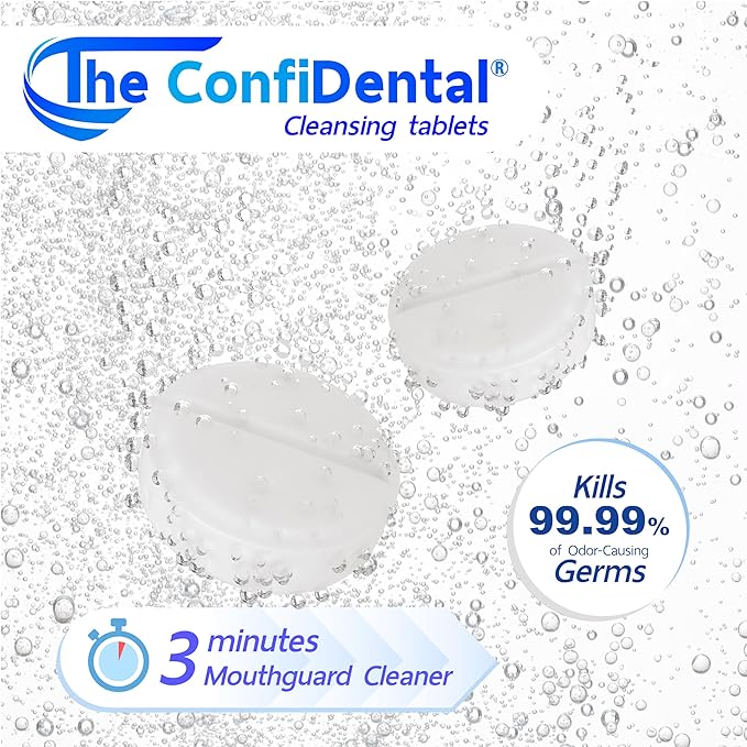 The ConfiDental Cleansing Tablets (120tablets) - 4 months supply. Retainer, Mouth Guard and Dental Appliances Cleaner. Keep your Dental Alliances Fresh and Clean like new.