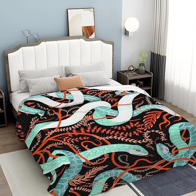 Tijuboni Snake Throw Blanket Snake Gifts for Girls Boys Women Men Kids Adults Soft Flannel Fleece Blanket for Couch Sofa Bed Home Decor 50"x60"