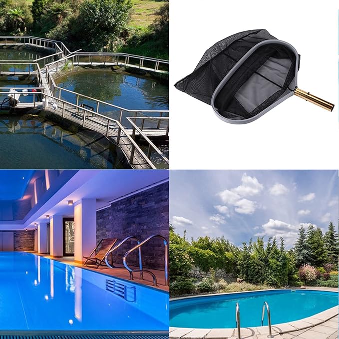 Swimming Pool Leaf Rake with Fine Mesh Frame Net, 9.6x18 Inch Cleaner for Ponds and Fish Tanks - Durable Heavy Duty Frame, Efficient Debris Removal for Pools and Hot Tubs