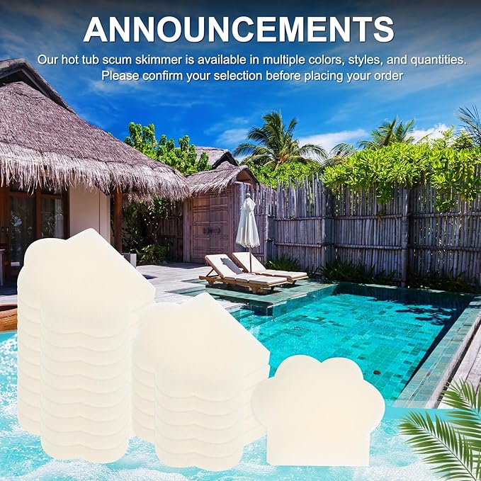 M METERXITY 20-Pack Hot Tub Scum Absorber, 9x12 Cm/3.5x4.7 Inch Sponge Cat Paw Pattern Scum Balls for Spa, Bathtub and Swimming Pool to Soak Up Oils Bathtub Accessories [White]