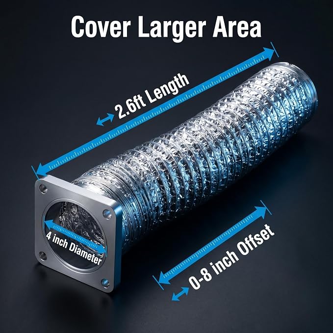 DV180 Magnetic Dryer Vent Coupling Connector Kit Airtight Seal，Easy to Clean Quick Connector Including a 2.6ft 4" Duct and two Clamps | Quick Connection and Disconnection, Strong Magnet Self-Alignment Design, Quick-Installation, Dryer Vent Connector Kit